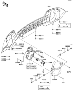 Headlight Diagram and Parts List for KAF400BEF 2014 Kawasaki Lawn Tractor Accessories