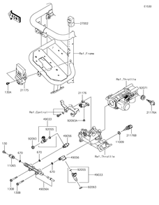Fuel Injection Diagram and Parts List for KAF620XJF 2018 Kawasaki Lawn Tractor Accessories