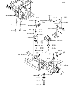 Engine Mount Diagram and Parts List for KAF1000CHF 2017 Kawasaki Lawn Tractor Accessories
