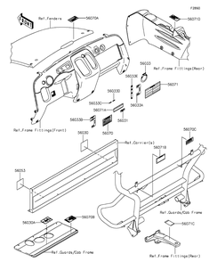 Labels Diagram and Parts List for KAF400GGF 2016 Kawasaki Lawn Tractor Accessories