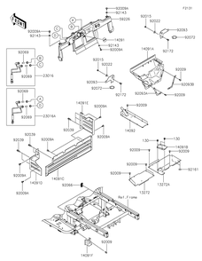 Frame Fittings Diagram and Parts List for KAF620PMFNN 2021 Kawasaki Lawn Tractor Accessories