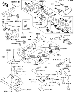 Chassis Electrical Equipment Diagram and Parts List for KAF620SDF 2013 Kawasaki Lawn Tractor Accessories