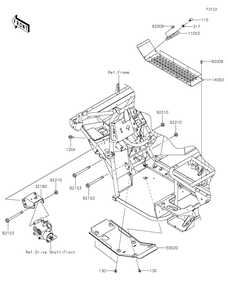 Engine Mount Diagram and Parts List for KAF400TKS 2019 Kawasaki Lawn Tractor Accessories