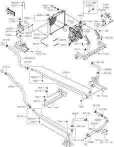 Radiator Diagram and Parts List for KAF1000AHF 2017 Kawasaki Lawn Tractor Accessories
