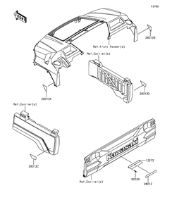 Reflectors Diagram and Parts List for KAF820DHF 2017 Kawasaki Lawn Tractor Accessories