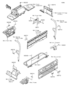 Labels Diagram and Parts List for KAF1000AGF 2016 Kawasaki Lawn Tractor Accessories