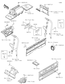 Labels Diagram and Parts List for KAF820GLF 2020 Kawasaki Lawn Tractor Accessories