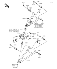 Front Suspension Diagram and Parts List for KAF820FGF 2016 Kawasaki Lawn Tractor Accessories