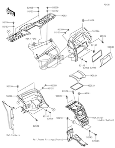 Front Box Diagram and Parts List for KRF1000CNFNN 2022 Kawasaki Lawn Tractor Accessories