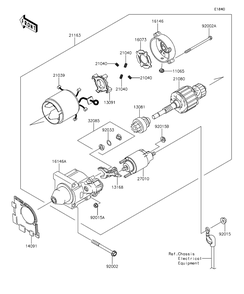 Starter Motor Diagram and Parts List for KAF400EDF 2013 Kawasaki Lawn Tractor Accessories