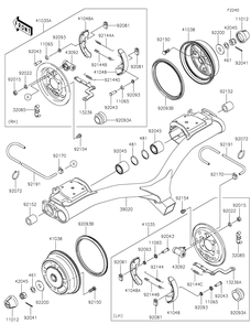 Rear Hubs/Brakes Diagram and Parts List for KAF620MLF 2020 Kawasaki Lawn Tractor Accessories