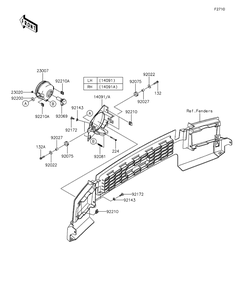 Headlight Diagram and Parts List for KAF620RFF 2015 Kawasaki Lawn Tractor Accessories