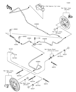 Rear Brake Piping Diagram and Parts List for KAF400AGF 2016 Kawasaki Lawn Tractor Accessories