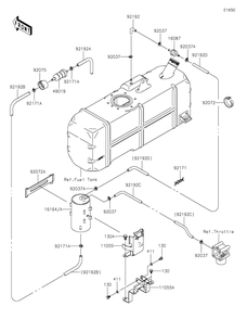 Fuel Evaporative System Diagram and Parts List for KAF620MLF 2020 Kawasaki Lawn Tractor Accessories
