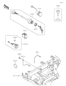 Ignition Switch Diagram and Parts List for KAF622AMFNN 2021 Kawasaki Lawn Tractor Accessories
