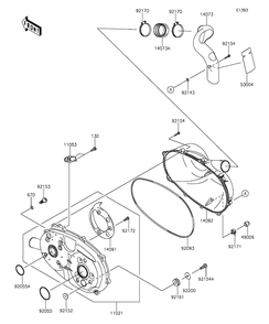 Converter Cover Diagram and Parts List for KAF400DFF 2015 Kawasaki Lawn Tractor Accessories