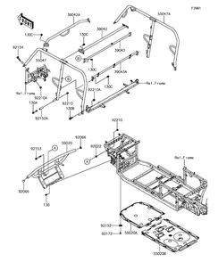 Guards/Cab Frame Diagram and Parts List for KAF820DGF 2016 Kawasaki Lawn Tractor Accessories