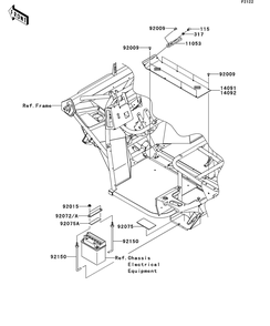 Engine Mount Diagram and Parts List for KAF400BEF 2014 Kawasaki Lawn Tractor Accessories