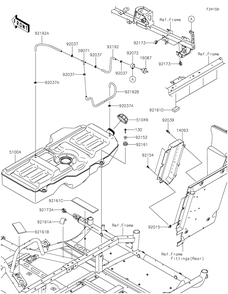 Fuel Tank 1 Diagram and Parts List for KRT1000BPFNL 2023 Kawasaki Lawn Tractor Accessories