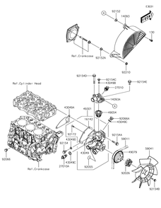 Water Pump Diagram and Parts List for KAF1000HJF 2018 Kawasaki Lawn Tractor Accessories