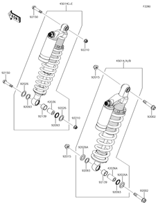 Shock Absorber Diagram and Parts List for KRF800GJF 2018 Kawasaki Lawn Tractor Accessories