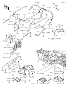 Guards/Cab Frame Diagram and Parts List for KRT800FHF 2017 Kawasaki Lawn Tractor Accessories