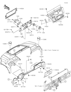 Front Box Diagram and Parts List for KAF1000AMFNN 2021 Kawasaki Lawn Tractor Accessories
