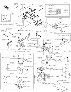 Part Location Diagram of 26031-1830 Kawasaki Harness, Sub, Rh