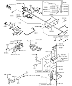 Chassis Electrical Equipment Diagram and Parts List for KAF820GGF 2016 Kawasaki Lawn Tractor Accessories