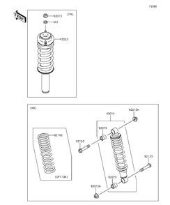 Shock Absorber Diagram and Parts List for KAF400AGF 2016 Kawasaki Lawn Tractor Accessories