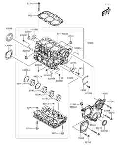 Crankcase Diagram and Parts List for KAF1000EGF 2016 Kawasaki Lawn Tractor Accessories