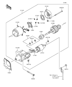 Starter Motor Diagram and Parts List for KAF400FGF 2016 Kawasaki Lawn Tractor Accessories