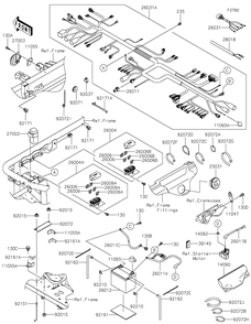 Chassis Electrical Equipment Diagram and Parts List for KAF620PKF 2019 Kawasaki Lawn Tractor Accessories