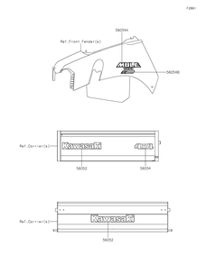 Decals Diagram and Parts List for KAF400PLS 2020 Kawasaki Lawn Tractor Accessories