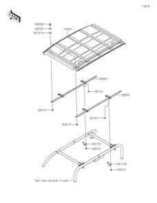 Sun Top Diagram and Parts List for KAF620ZMFNN 2021 Kawasaki Lawn Tractor Accessories