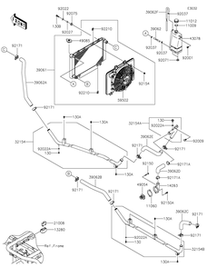 Radiator Diagram and Parts List for KAT620DNFNN 2022 Kawasaki Lawn Tractor Accessories