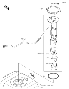 Fuel Pump Diagram and Parts List for KRF800GJF 2018 Kawasaki Lawn Tractor Accessories