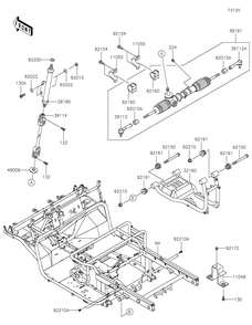 Frame Diagram and Parts List for KAF620PKF 2019 Kawasaki Lawn Tractor Accessories