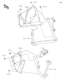 Guard Diagram and Parts List for KRF800HLF 2020 Kawasaki Lawn Tractor Accessories