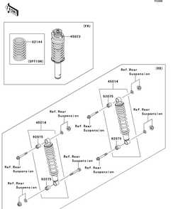 Shock Absorber Diagram and Parts List for KAF620RDFA 2013 Kawasaki Lawn Tractor Accessories