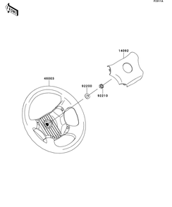 Steering Wheel Diagram and Parts List for KAF620RDFA 2013 Kawasaki Lawn Tractor Accessories
