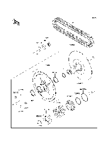 Driven Converter/Drive Belt Diagram and Parts List for KRT800BEF 2014 Kawasaki Lawn Tractor Accessories
