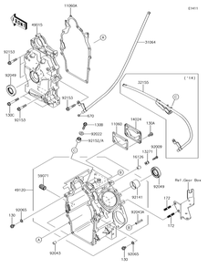 Crankcase Diagram and Parts List for KAF620SGF 2016 Kawasaki Lawn Tractor Accessories