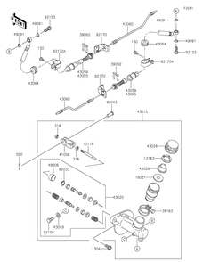 Master Cylinder Diagram and Parts List for KAF620WLS 2020 Kawasaki Lawn Tractor Accessories