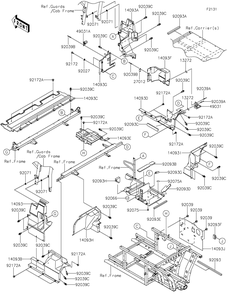 Frame Fittings-Rear Diagram and Parts List for KAF820GLF 2020 Kawasaki Lawn Tractor Accessories