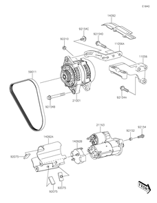 Starter Motor Diagram and Parts List for KAF820BMFNL 2021 Kawasaki Lawn Tractor Accessories