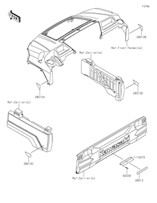 Reflectors Diagram and Parts List for KAF1000CKF 2019 Kawasaki Lawn Tractor Accessories