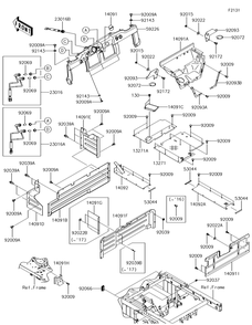 Frame Fittings Diagram and Parts List for KAF620SGF 2016 Kawasaki Lawn Tractor Accessories