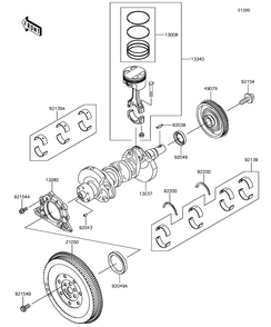 Crankshaft/Piston Diagram and Parts List for KAF820BHF 2017 Kawasaki Lawn Tractor Accessories