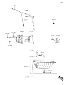 Oil Pump/Oil Filter Diagram and Parts List for KAF820AMFNL 2021 Kawasaki Lawn Tractor Accessories
